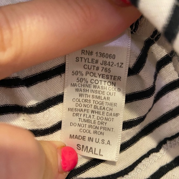 Free People Black and White Striped Short Sleeve Tee - Picture 4 of 4